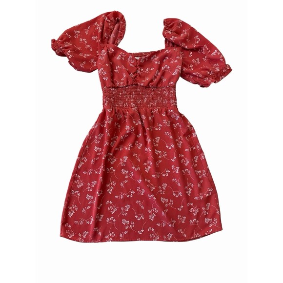 Abercrombie & Fitch Women’s Mini Dress – Size XS Puff Sleeve Smocked Elastic - Picture 2 of 6